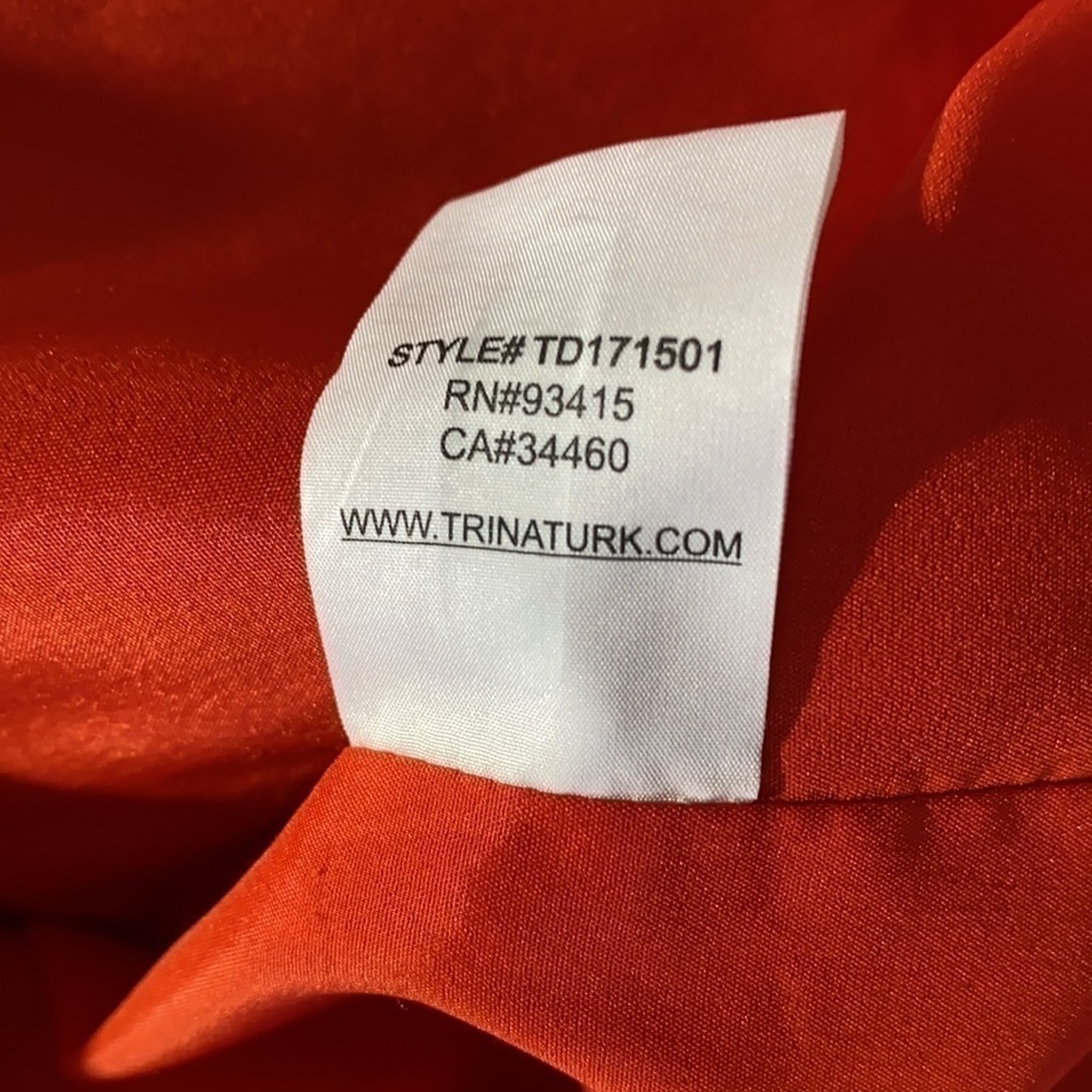 Trina Turk Orange Ruffle Shoulder Sheath Dress Size 2 - Picture 8 of 13
